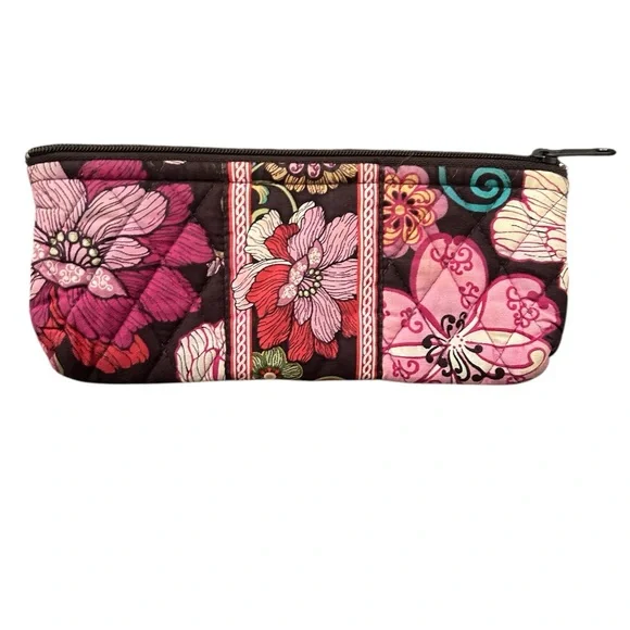 Vera Bradley Pink Burgundy Floral Cosmetic Makeup Bag - Picture 1 of 3